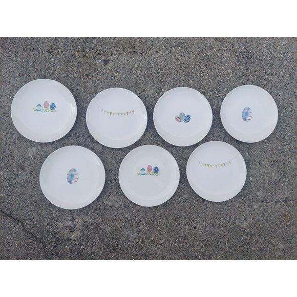 Rae Dunn Artisan Collection Happy Easter Plates Set Of 7 6 1/4" Ceramic Dishwash - Picture 1 of 5